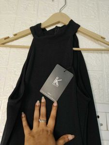 Black Halter Slit Dress