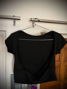 Half Sleeve Ribbed Stretchable Backless Top