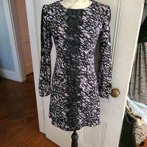 Dress Sheath Leopard Print Lace Black White Pink