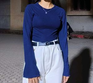 Navy Blue Ribbed Top