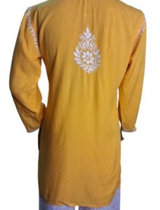 Embroidered Yellow Chikankari Kurta