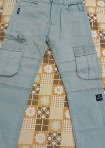 Light Green Zippered Cargo Pants