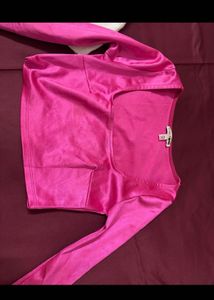 Pink Long Sleeve Crop Top