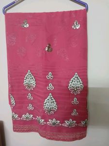Pink Embellished Saree