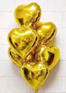 Star And Heart Shape Golden Foil Balloon