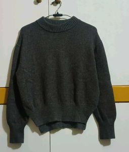 Grey Sweater With Side Slits