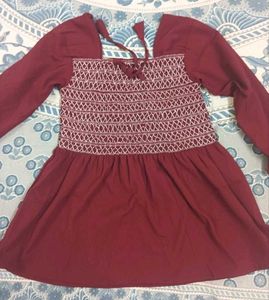 Maroon Embroidered Top