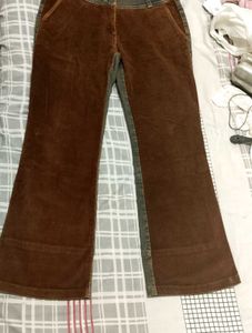 Stylish Brown Denim And Corduroy Jeans
