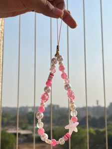 Pink Beaded Phone Charm