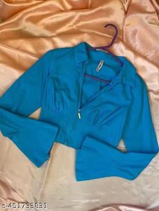 Blue Cropped Jacket