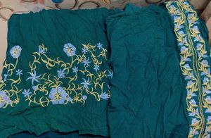 Emerald Green Embroidered Kurti Set