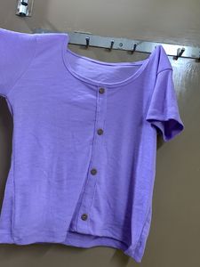 Lavender Colour Ribbed Top