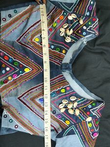 Beautiful Handwork Denim Blowse