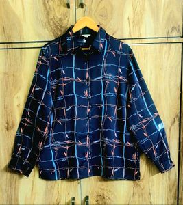 Black Printed Shirt Size-44+