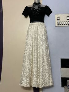 Full Chikenderi White Elegant Lehenga Choli Set