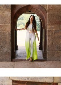 Green front slit maxi dress with button details💚