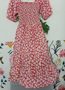 Pink Color Smoked Dress