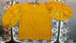 Yellow Top with Statement Sleeves