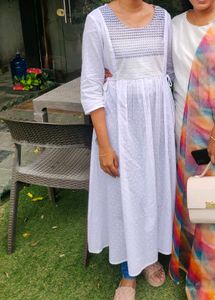 White Swiss Dot A-Line Kurta