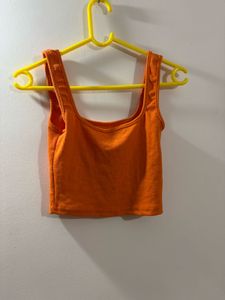 Orange Square Neck Tank Top