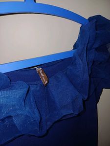 Blue Ruffled Long Dress