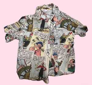 Popeye Comic Print Shirt Y2k