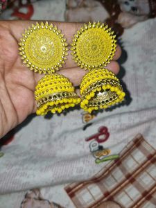 Yellow Jhumka Earrings