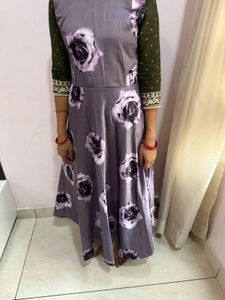 Floral Print Purple Gown With Jacket