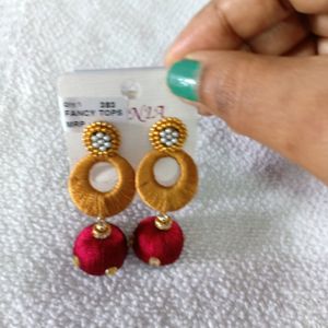 4pairs 300/- Silk Thread And Quilled Earrings