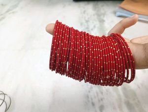 36 Pieces Metallic Red Bangles Set