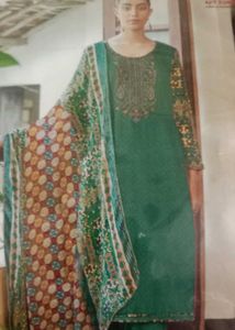 Unsteached Elegant Green Embroidered Salwar Suit