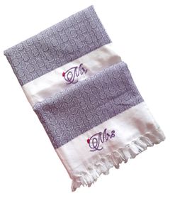 Purple Couple Bath Towel Mr&amp;Mrs Embroidery