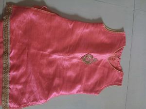 Girls' Pink & Gold Indian Top