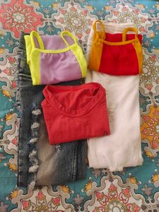 3 Tops, 2 Ripped Jeans(S size)