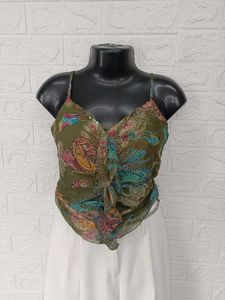 Green Printed Tank Top