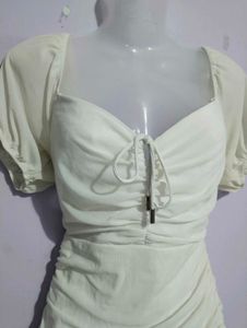 WHITE RUCHED BODYCON