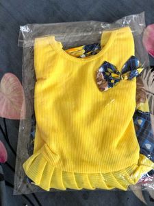 New Girl Cute Yellow &amp; Blue Dress