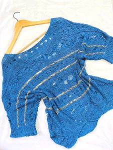 Pinterest Blue Knit Top C