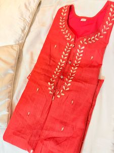 Elegant peach /Reddish Kurta With freebie