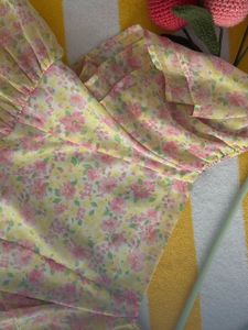 cute yellow color top with floral print