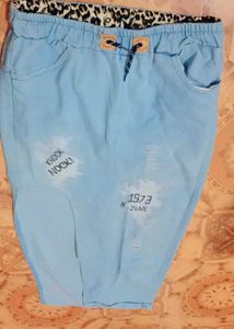 Blue Graphic Print Shorts