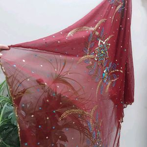 Maroon Heavy Work Duppata