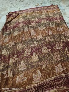 Vintage Brown &amp; Gold Saree