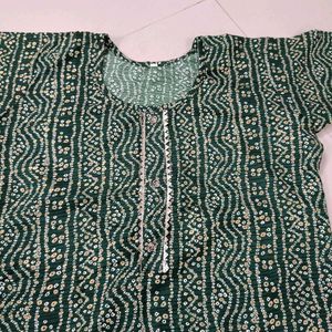 Green Printed Kurta