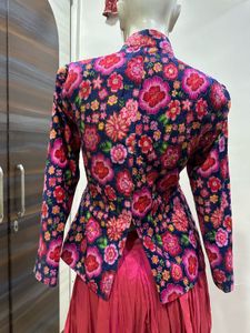 Floral  blazer Jacket with Lehenga