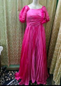 Elegant Pink Pleated Gown