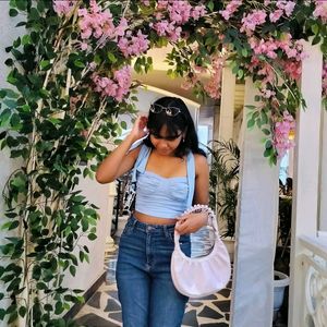 Light Blue Tie-Strap Crop Top