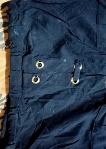 Stylish Blue Hooded Top