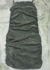 (Urbanic)Glittery Rhinstone Chain Ruched Dress