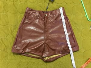 Highwaisted Faux Leather Shorts Waist 26-28